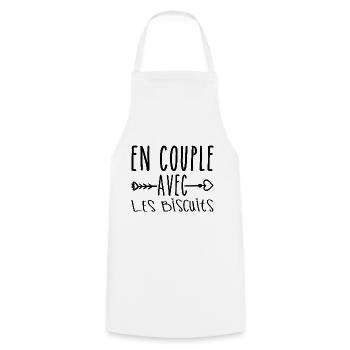 En Couple avec Biscuits, cadeau Fans de Biscuits - Tablier de cuisine - blanc - Devant - AI Model Male 185 dark (185cm)