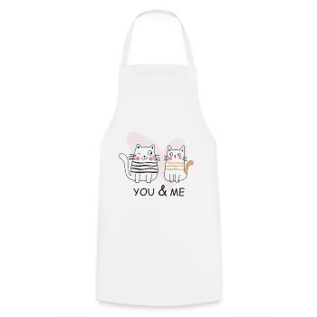 Valentinstag Verliebte Katzen you & me Valentine - Kochschürze - Weiß - Vorne - AI Model Male 185 dark (185cm)