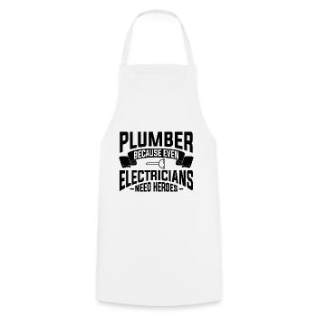 Plumber Because Even Electricians Need Heroes - Cooking Apron - white - Front - AI Model Male 185 dark (185cm)