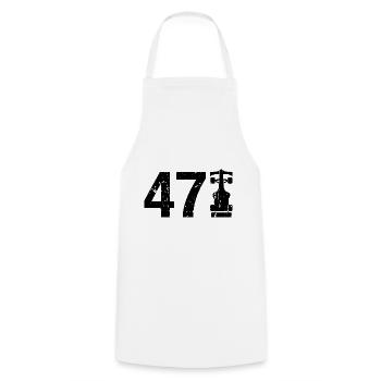 47 Formula Racing Motorsport - Kochschürze - Weiß - Vorne - AI Model Male 185 dark (185cm)