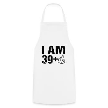 Je sur le 39+ 40ème anniversaire Humour 40 ans - Tablier de cuisine - blanc - Devant - AI Model Male 185 dark (185cm)