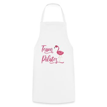Team Pilates Shirt Flamingo Gift Yoga Sport - Cooking Apron - white - Front - AI Model Male 185 dark (185cm)