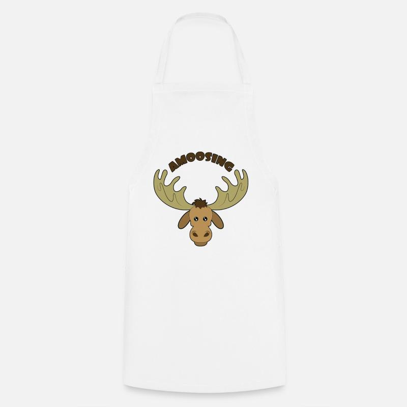 Funny moose funny animals funny gift - Cooking Apron - white