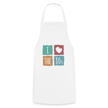 I Love The 80's Eighties Heart Retro Vintage - Cooking Apron - white - Front - AI Model Male 185 dark (185cm)