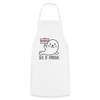 Cute Funny Seal of Approval - Kawaii Animal - Cooking Apron - white - Front - AI Model Male 185 dark (185cm)