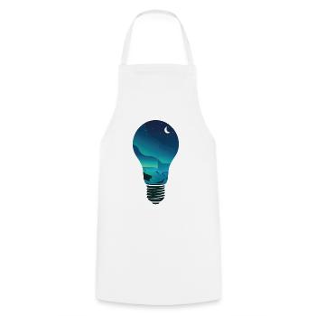 Light Bulb Aurora Borealis Northern Lights Alaska - Cooking Apron - white - Front - AI Model Male 185 dark (185cm)