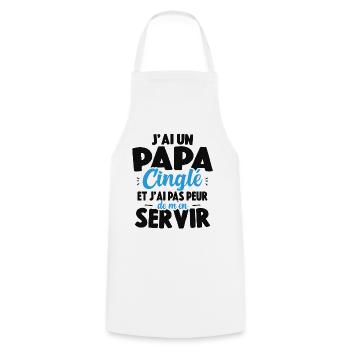J'ai Un Papa Cinglé Cadeau Humour Papa - Tablier de cuisine - blanc - Devant - AI Model Male 185 dark (185cm)