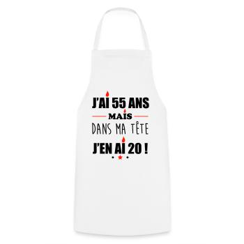 Pas 55 ans anniversaire, cadeau d'anniversaire - Tablier de cuisine - blanc - Devant - AI Model Male 185 dark (185cm)