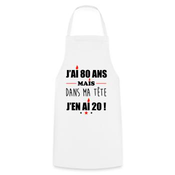 Pas 80 ans anniversaire, cadeau d'anniversaire - Tablier de cuisine - blanc - Devant - AI Model Male 185 dark (185cm)