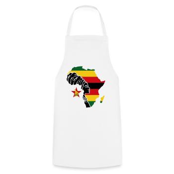 Zimbabwe Zim Zimbabwe Afrique Drapeau Noir Patrimoine - Tablier de cuisine - blanc - Devant - AI Model Male 185 dark (185cm)