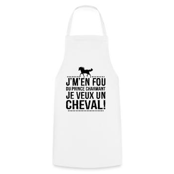 Je M'en Fous Du Prince Charmant Je Veux Un Cheval - Tablier de cuisine - blanc - Devant - AI Model Male 185 dark (185cm)