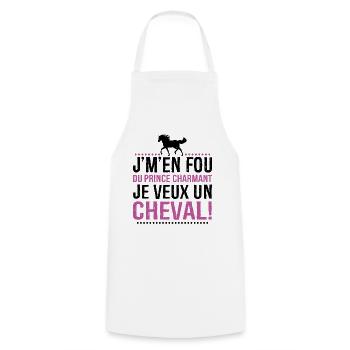 Je M'en Fous Du Prince Charmant Je Veux Un Cheval - Tablier de cuisine - blanc - Devant - AI Model Male 185 dark (185cm)