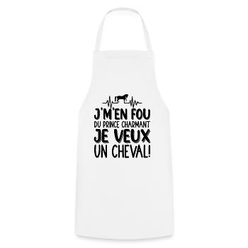 Je M'en Fou Du Prince Charmant Je Veux Un Cheval - Tablier de cuisine - blanc - Devant - AI Model Male 185 dark (185cm)