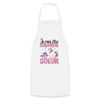 Je Vais Être Grande Soeur - Tablier de cuisine - blanc - Devant - AI Model Male 185 dark (185cm)