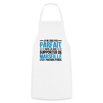 Je Suis Un Supporter De Marseille Parfait OM - Tablier de cuisine - blanc - Devant - AI Model Male 185 dark (185cm)