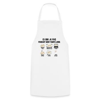 Ce Que Je Fais Durant Mon Temps Libre Cadeau Vélo - Tablier de cuisine - blanc - Devant - AI Model Male 185 dark (185cm)