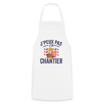 Je Peux Pas J'ai Chantier - Tablier de cuisine - blanc - Devant - AI Model Male 185 dark (185cm)