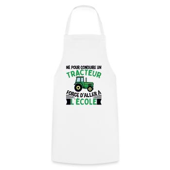 Forcé D'aller À L'école Cadeau Tracteur - Tablier de cuisine - blanc - Devant - AI Model Male 185 dark (185cm)