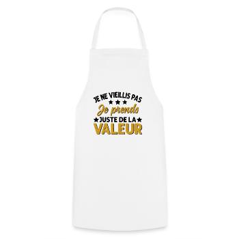 Je Ne Vieillis Pas Je Prends De La Valeur - Tablier de cuisine - blanc - Devant - AI Model Male 185 dark (185cm)