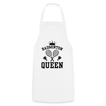 Badminton Queen - The Queen Of Badminton - Cooking Apron - white - Front - AI Model Male 185 dark (185cm)