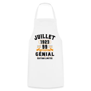 99 Ans Anniversaire Vintage Né(e) en Juillet 1923 - Tablier de cuisine - blanc - Devant - AI Model Male 185 dark (185cm)