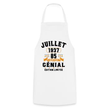 85 Ans Anniversaire Vintage Né(e) en Juillet 1937 - Tablier de cuisine - blanc - Devant - AI Model Male 185 dark (185cm)