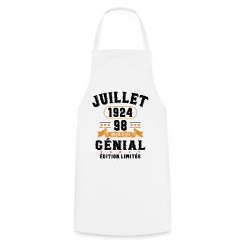 98 Ans Anniversaire Vintage Né(e) en Juillet 1924 - Tablier de cuisine - blanc - Devant - AI Model Male 185 dark (185cm)
