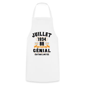 88 Ans Anniversaire Vintage Né(e) en Juillet 1934 - Tablier de cuisine - blanc - Devant - AI Model Male 185 dark (185cm)