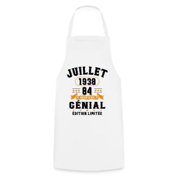 84 Ans Anniversaire Vintage Né(e) en Juillet 1938 - Tablier de cuisine - blanc - Devant - AI Model Male 185 dark (185cm)
