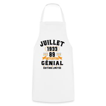 89 Ans Anniversaire Vintage Né(e) en Juillet 1933 - Tablier de cuisine - blanc - Devant - AI Model Male 185 dark (185cm)