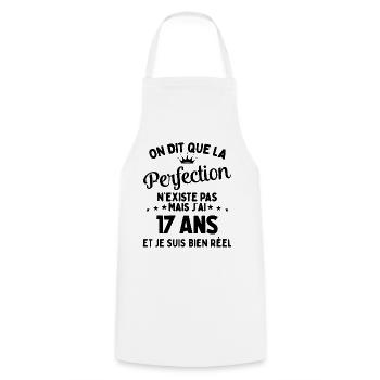 J'ai 17 Ans et je suis bien réel - perfection - Tablier de cuisine - blanc - Devant - AI Model Male 185 dark (185cm)