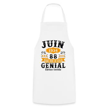 88 Ans Anniversaire Vintage Né(e) en Juin 1934 - Tablier de cuisine - blanc - Devant - AI Model Male 185 dark (185cm)