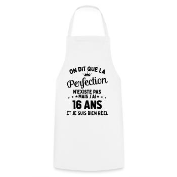 J'ai 16 Ans et je suis bien réel - perfection - Tablier de cuisine - blanc - Devant - AI Model Male 185 dark (185cm)
