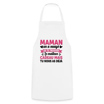 Maman Anniversaire Cadeau Fête Des Mères Noël Mama - Tablier de cuisine - blanc - Devant - AI Model Male 185 dark (185cm)