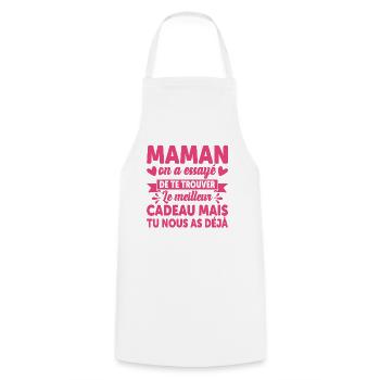 Maman Anniversaire Cadeau Fête Des Mères Noël Mama - Tablier de cuisine - blanc - Devant - AI Model Male 185 dark (185cm)