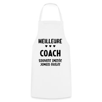Femme Meilleure Coach Humour entraineuse Cadeau - Tablier de cuisine - blanc - Devant - AI Model Male 185 dark (185cm)