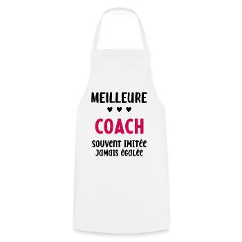 Femme Meilleure Coach Humour entraineuse Cadeau - Tablier de cuisine - blanc - Devant - AI Model Male 185 dark (185cm)