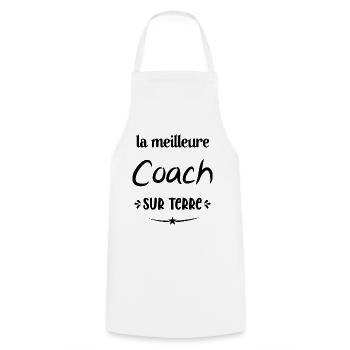 La Meilleure Coach Sur Terre Humour Entraîneuse - Tablier de cuisine - blanc - Devant - AI Model Male 185 dark (185cm)