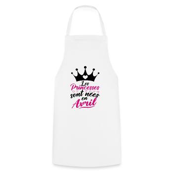 Les Princesses Sont Nées En Avril - Tablier de cuisine - blanc - Devant - AI Model Male 185 dark (185cm)