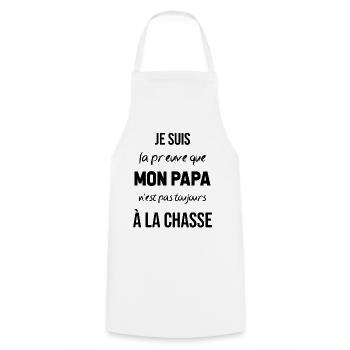La preuve que mon papa pas toujours chasse - Tablier de cuisine - blanc - Devant - AI Model Male 185 dark (185cm)