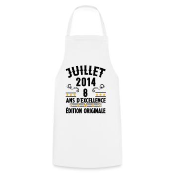 8 Ans Anniversaire Vintage Né(e) en Juillet 2014 - Tablier de cuisine - blanc - Devant - AI Model Male 185 dark (185cm)