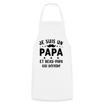je suis un Papa et un Beau-Papa qui déchire - Tablier de cuisine - blanc - Devant - AI Model Male 185 dark (185cm)