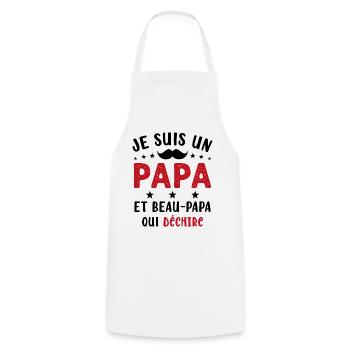 je suis un Papa et un Beau-Papa qui déchire - Tablier de cuisine - blanc - Devant - AI Model Male 185 dark (185cm)