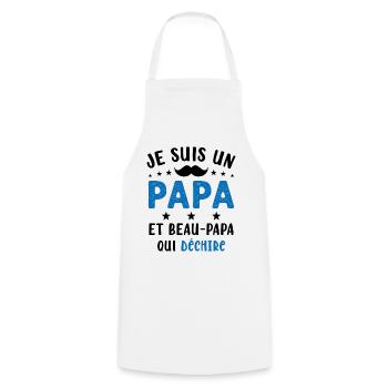 je suis un Papa et un Beau-Papa qui déchire - Tablier de cuisine - blanc - Devant - AI Model Male 185 dark (185cm)
