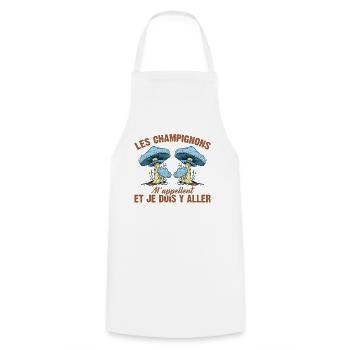 Champignon Forêt Idée Cadeau Nature Automne Hobby - Tablier de cuisine - blanc - Devant - AI Model Male 185 dark (185cm)