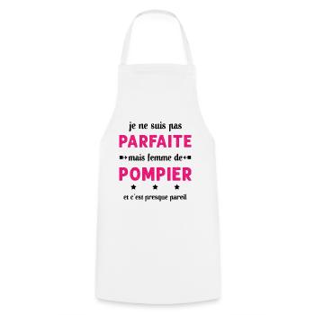 pas parfaite mais femme de pompier - Tablier de cuisine - blanc - Devant - AI Model Male 185 dark (185cm)