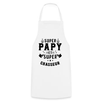 Super papy et Super Chasseur - Tablier de cuisine - blanc - Devant - AI Model Male 185 dark (185cm)
