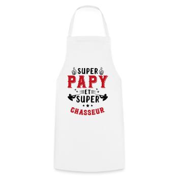 Super papy et Super Chasseur - Tablier de cuisine - blanc - Devant - AI Model Male 185 dark (185cm)