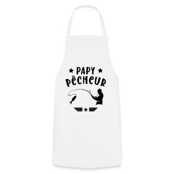 Papy Pêcheur Humour Fête des Grands Pères Noël - Tablier de cuisine - blanc - Devant - AI Model Male 185 dark (185cm)