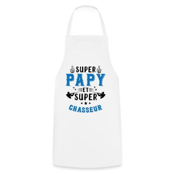 Super papy et Super Chasseur - Tablier de cuisine - blanc - Devant - AI Model Male 185 dark (185cm)